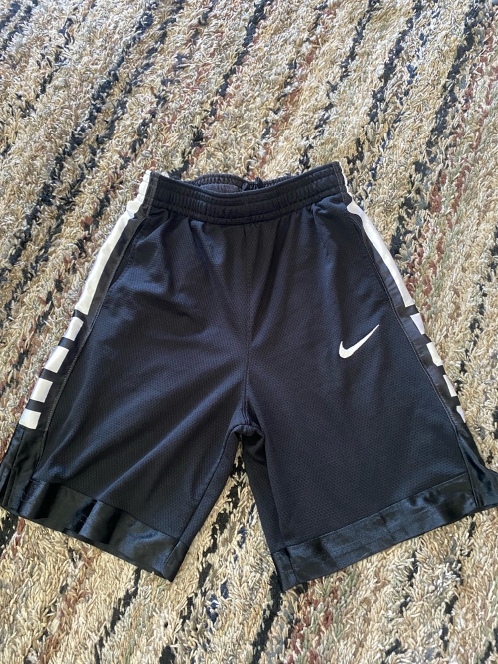 Nike Black Dri-FIT Athletic Shorts with White Swoosh